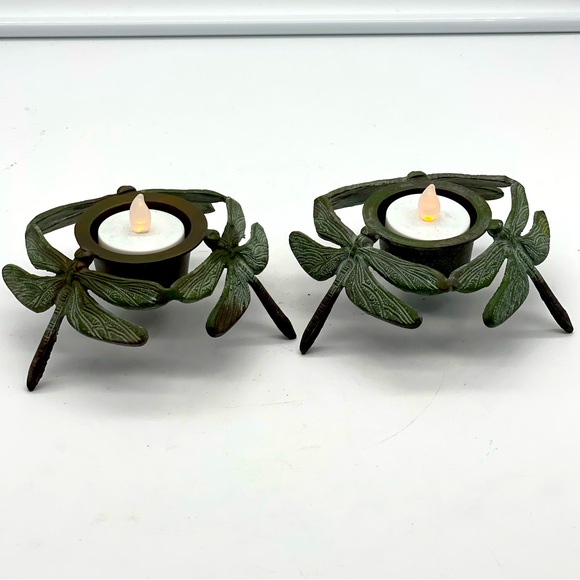 Zodax Accents Zodiac 2pc Set Metal Dragonfly Votive Tea Light
